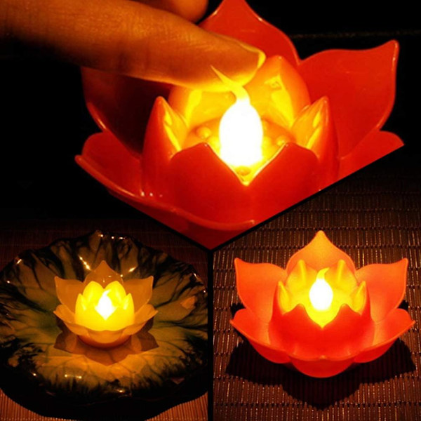 Set med 2 Triomphe Vattentäta LED Lotus Flytande Ljus- Nightti