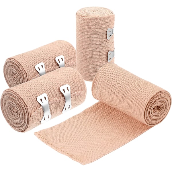 Fire stykke hudfarve elastisk medicinsk bandage trykrulle, 7,5