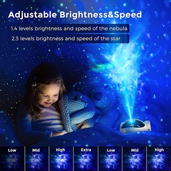 Astronaut Galaxy Projector Star Night Light (hvid), Astronaut S