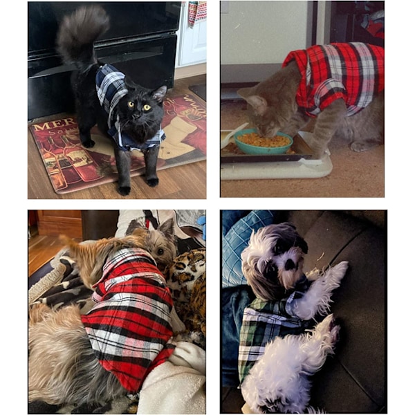 Rutiga hundskjortor, hundkläder rutiga skjortor för husdjur, kattkläder p
