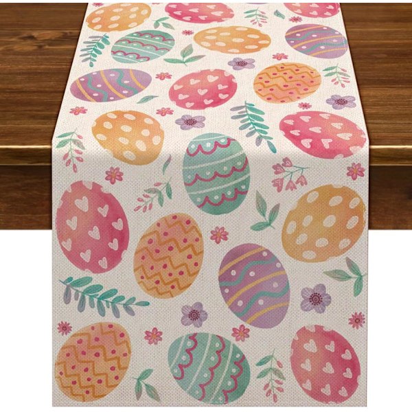 Linneduk Glad Påsk Bordslöpare Vår Påskägg Dekoration (33 x 183 cm)
