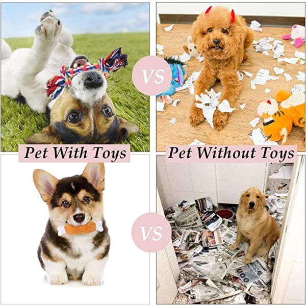 Reblegetøj til hunde, sæt med 8 interaktive hundelegetøj, tyggelegetøj, hund A