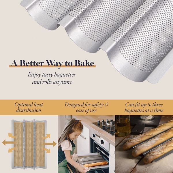 Non-stick baguetteform - 38,5 cm x 24,5 cm x 2,4 cm - Perfora