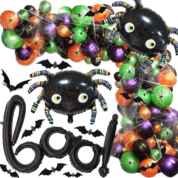 Halloween Ballong Garland Kit, 108 st Svart Grön Orange Lila