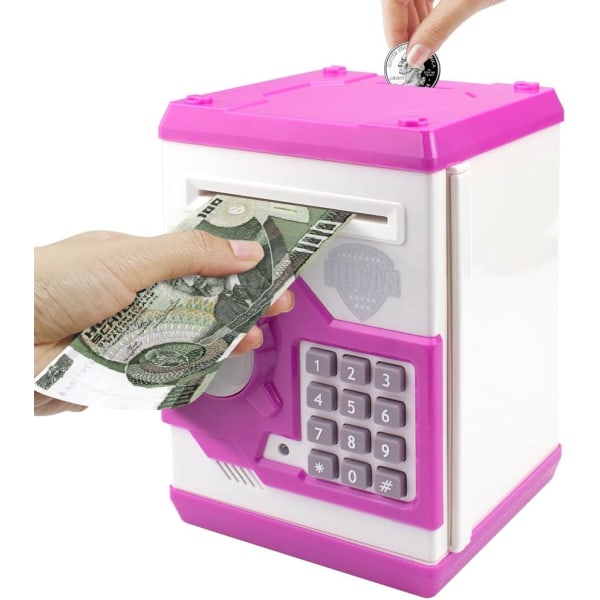 (Hvid/Pink) Gris Piggy Bank til Børn med Elektronisk Adgangskode
