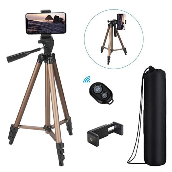 Gold - 1 Piece Tripod Camera Telescopic Carrying Stand 130cm Lig