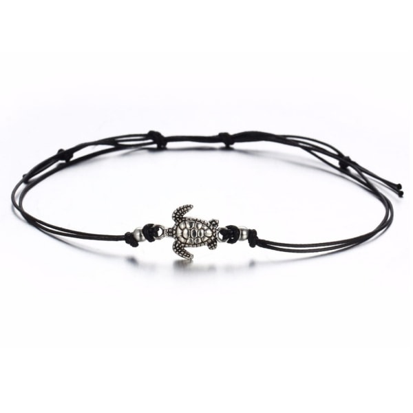 3-delt Turtle Double Layer Beaded Ankel Armbånd Justerbar Rop