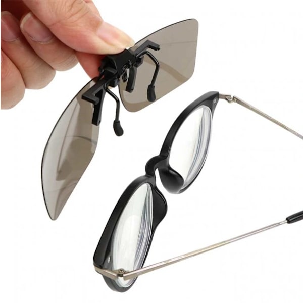 1 stk. sorte, clip-on solbriller med sorte glas 40x60mm