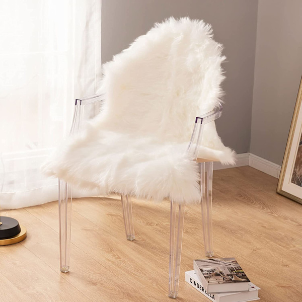 Ylellinen pehmeä keinotekoinen lampaannahkainen tuolinpäällinen istuintyynypehmuste Plush Fu