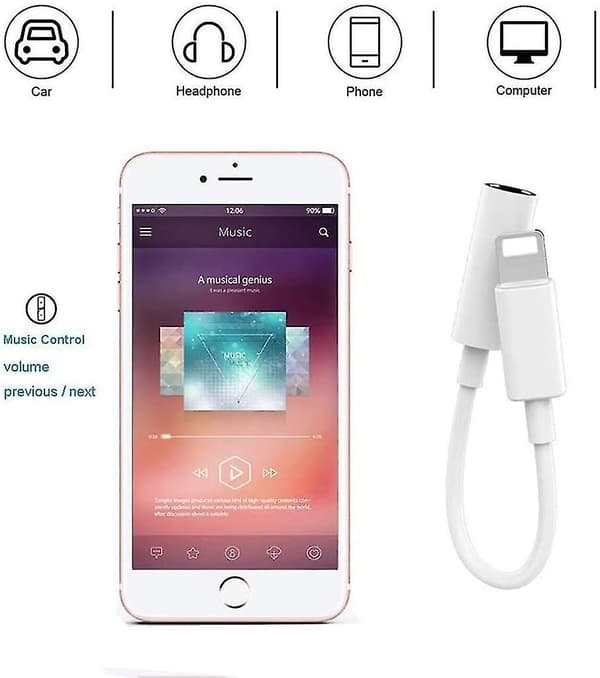 Hodetelefonadapter kompatibel iPhone X aux Adapter 3.5mm