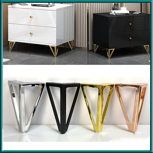 4 pakker møbelben, metalbordben, 15 cm sorte møbelben, til TV-bord, sofabordben, garderobe, sovesofa og andre. (15 cm, guld)