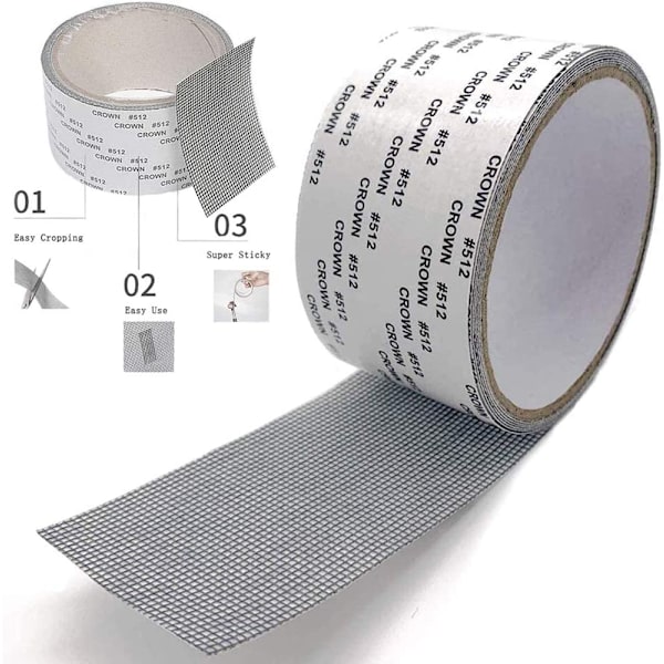 2 stk. Vindue Skærm Reparation Grå Kit Tape, 2x80'' Stærk Klæbemiddel