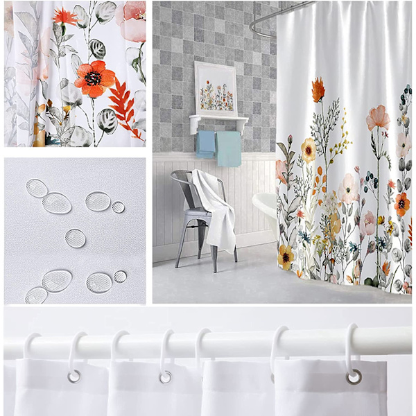 Dusjforheng, stoffdusjforheng foret floral hvit sho