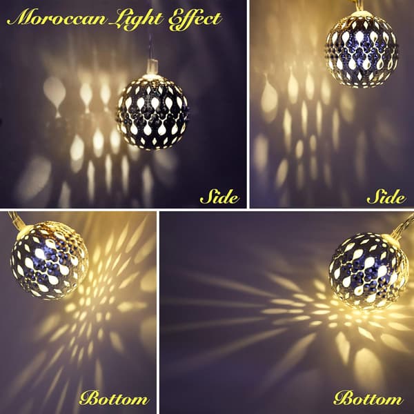 Marockanska ljusslingor batteridrivna 20 st silver LED-bolljus