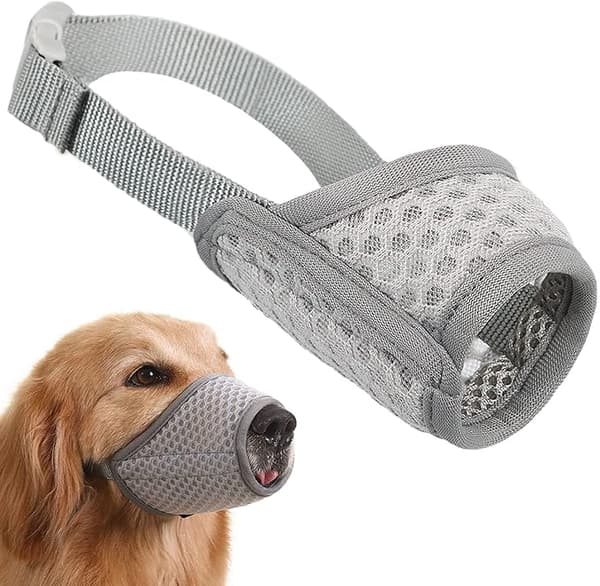 Myk hundemaske i mesh (grå, XL) - Justerbar pustende hundem