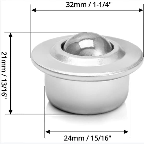 6PCS Transportbandlager, 16mm Hållbart Kullagerenhet, Kullager, Rostfritt Stål, Universell Bas