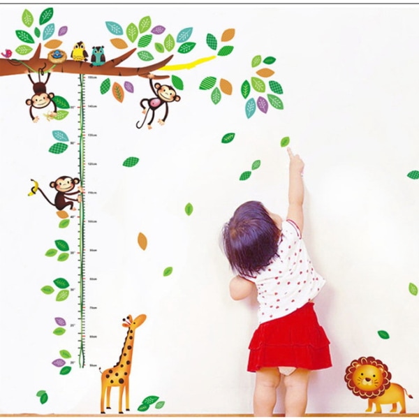 Lasten apinoiden ja eläinten pituuden kasvukaavion seinätarra, J