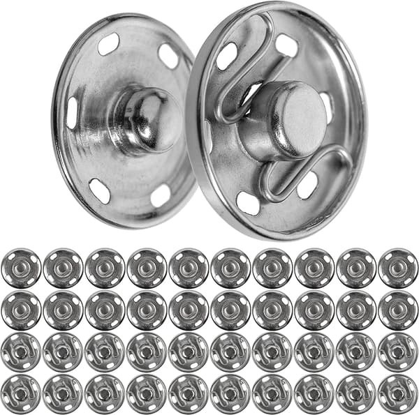 Sy knapper, Ø 12 mm, 20 par i sølv, Spænder til clot
