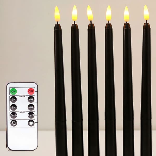 6 stk. sorte LED-spidslys, vindueslys, stearinlys, L