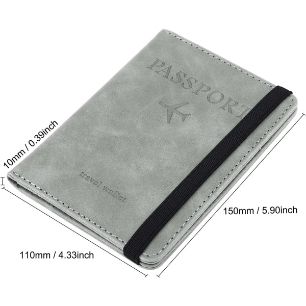 Grå passplånbok, organizer Passhållare Bärbar
