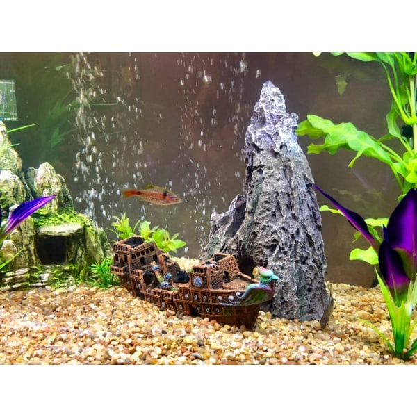 Piratskip Akvarium Ornamenter Resin Dekorasjoner Miljøvennlig Fi
