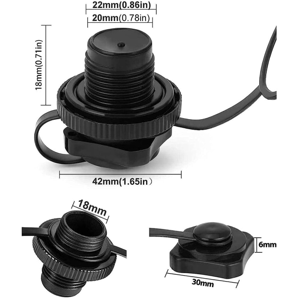 5 st ersättningsventiler för uppblåsbara båtar, kajaker och kanoter - tillbehör och underhåll för kajakpaddling - Boston-ventil, universell luftventil för uppblåsning