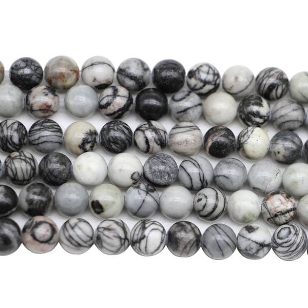 SKYBEADS Naturlige sorte årede Picasso Jasper Perler til Smykker M