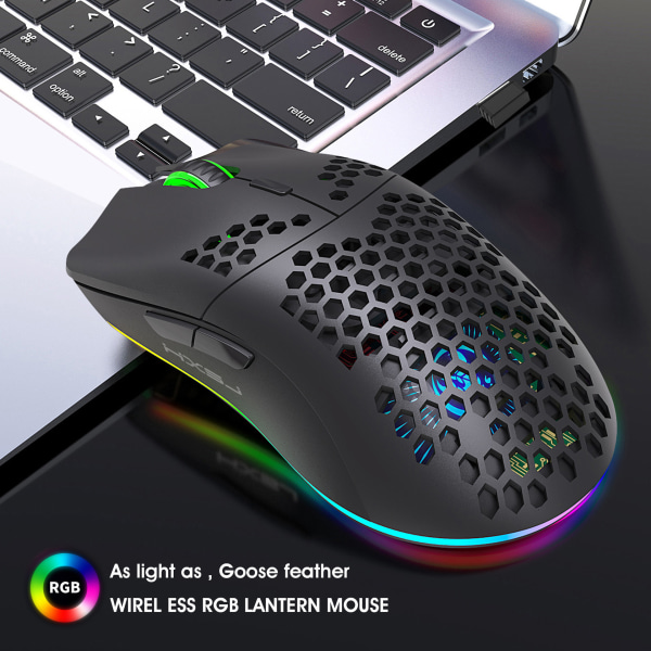 Trådløs mus,RGB lysende musehul Macro Programmering Gaming