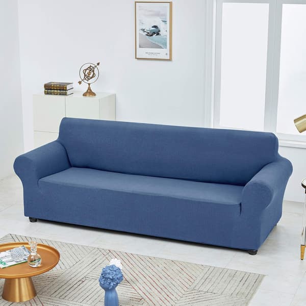 Soffaöverdrag för 3-sits soffa, Stretchbar Soffaöverdrag, Slipcover (Blå)