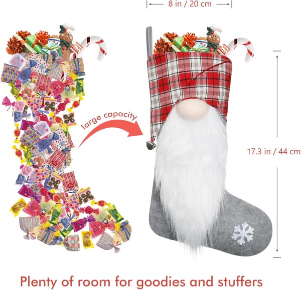 2 pakker 17\" store julekuler, 3D plysj Santa Swedis