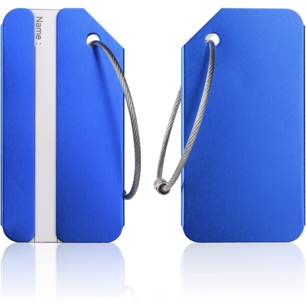 2 blå bagageskilte, aluminiums bagageskilt med rustfrit stål c