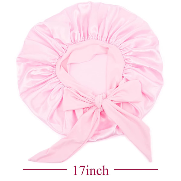 Satin Bonnet Silke Bonnet Hår Bonnet (Rosa) Jumbo Størrelse for Søvn