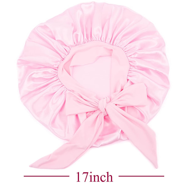 Satin Bonnet Silke Bonnet Hårbonnet (rosa) Jumbo størrelse for søvn
