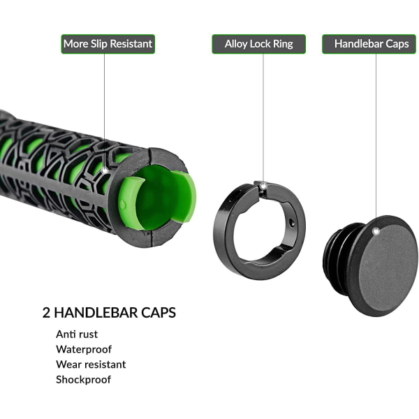 1 par MTB styrehåndtak, acex ergonomisk sykkelgrep 2 endestykker,