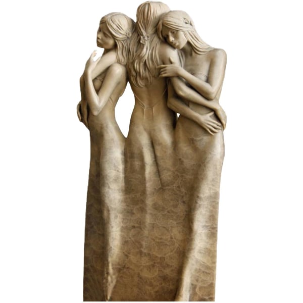 Skulpteret håndmalet figur, figur af tre søstre af My S