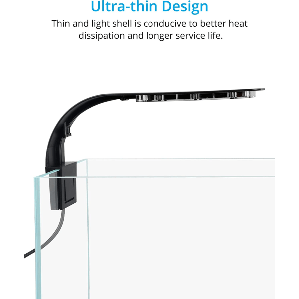 Ultratynd LED-lampe til lille akvarium, akvariebelysningslampe m