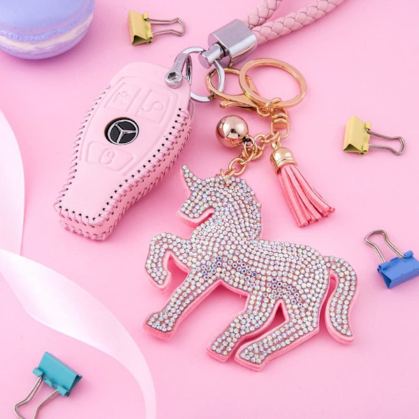 Nydelig Bling Rosa Hjerteformet Nøkkelring SS6 Premium Krystall Bil