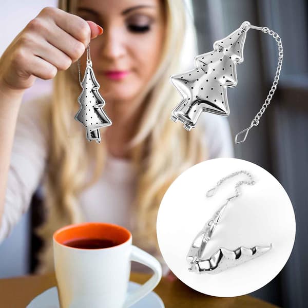 5 rustfrit stål juletræ te timeglas husholdnings te