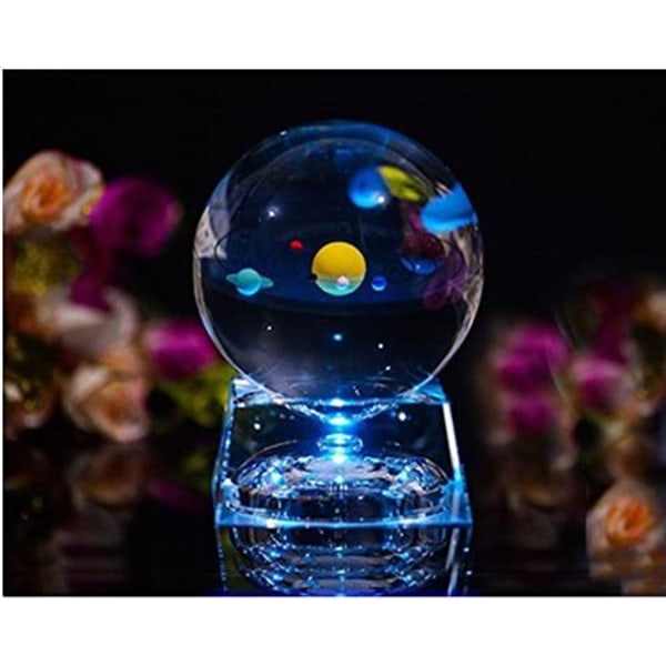 Solar System Balls - Crystal Ball for Kids with LED Lamp Bas