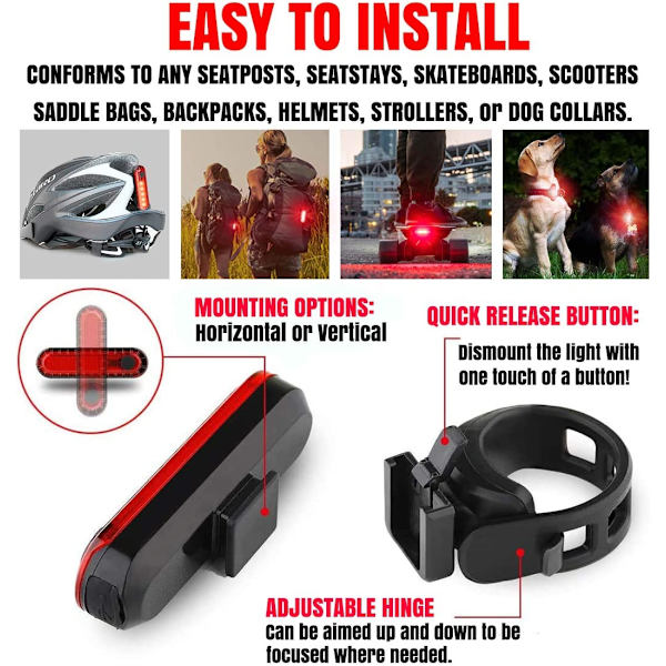 3-pakks sykkel LED-sikkerhetsadvarsel baklys Mountain Bike Ridi