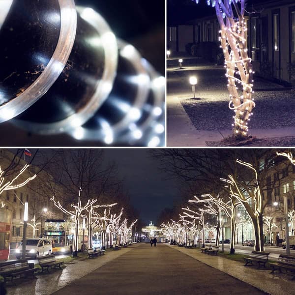 Utendørs solcelled LED-lyssnor PVC-rørlys kobbertråd