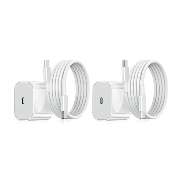 2 kpl - Samsung/Apple 20W Adapteri USB-C Pikalaturi Valkoinen