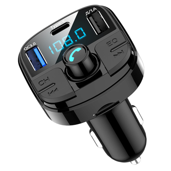 Bluetooth 5.0 FM-sändare, handsfree bilsats med QC3.0 USB P