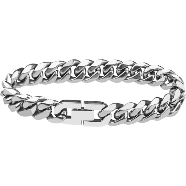 Herr Curb Chain Armband i Rostfritt Stål, Grov Mesh Chain Brac F