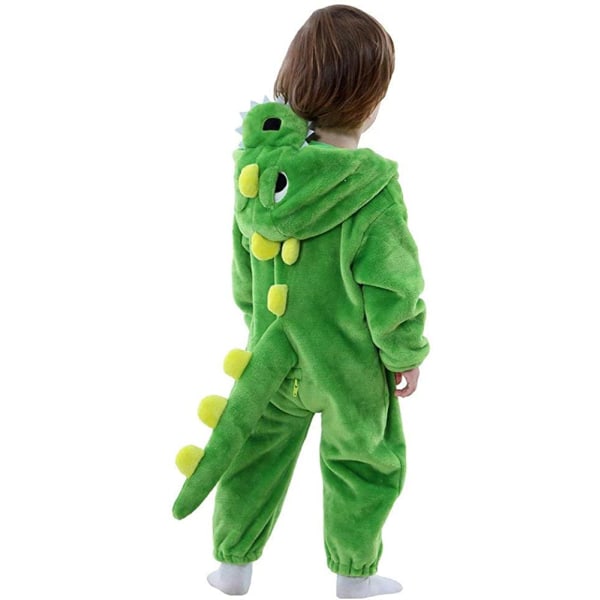 Baby Dinosaur Kostume, (3-4 år) Dyre hætte Flannel Jumpsuit