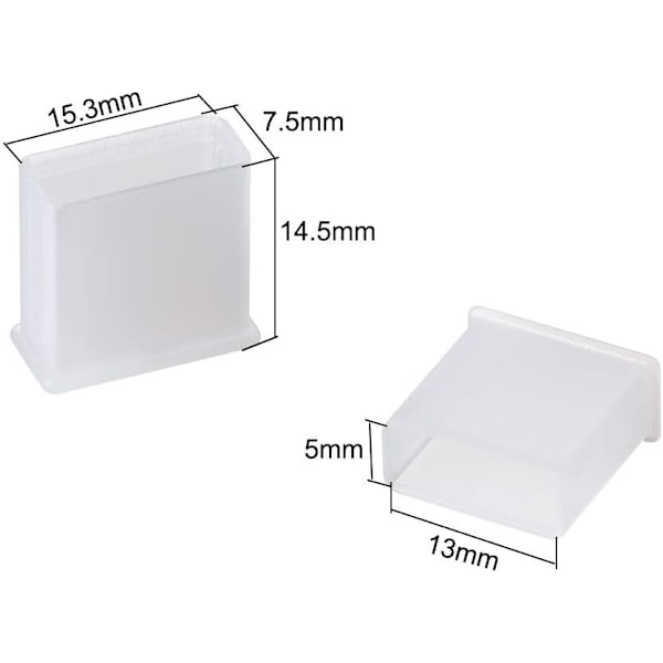 20 st USB Hane Skyddsplugg Dammskydd, 13mmx5mm USB Plug Stopp Port Silikon Skyddslock Vit
