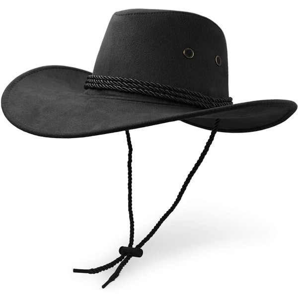 Cowboyhatt, Faux Suede Filt Solhatt Western Reisehatt Utendørs S