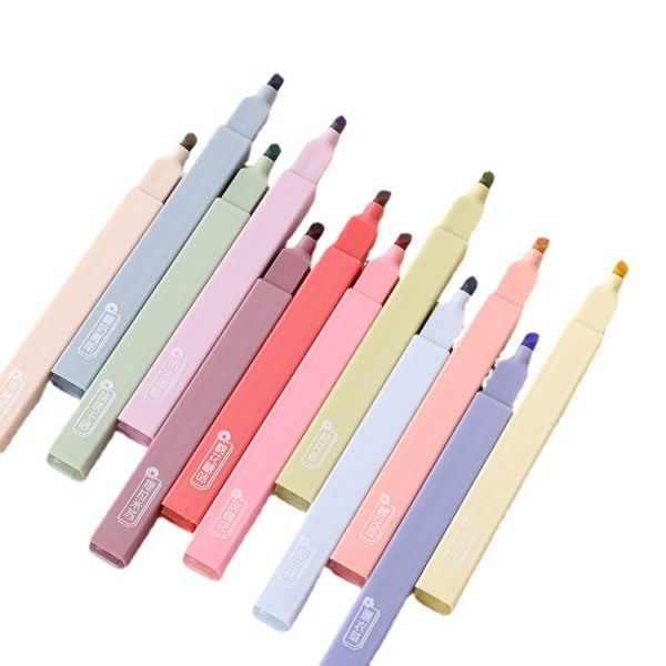 12-pack Estetiska söta markeringspennor i olika färger, bibelmarkeringspennor och bläck som inte blöder, mjuka mejselspetsar i pastellfärger för bullet journaling, anteckningar, kontorsmaterial