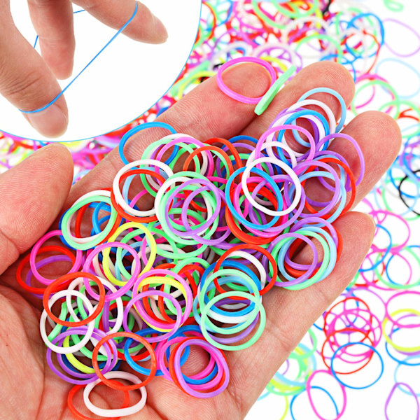 1000 mini bløde gummibånd til børns hårfletninger (multifarvede)