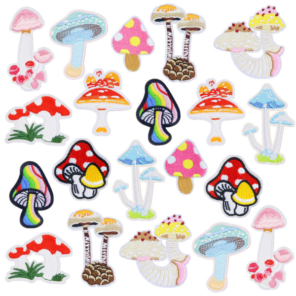 Sew on Patch 20 Pieces of Cartoon Mushroom Embroidery Grant Mushr